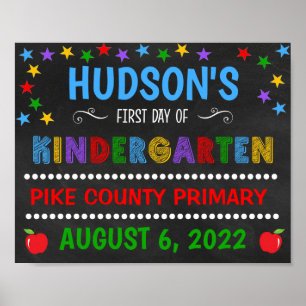 Helder schoolbord eerste dag kleuterschool bord poster
