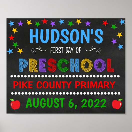 Helder schoolbord eerste dag van de peuterspeelzaa poster (Voorkant)