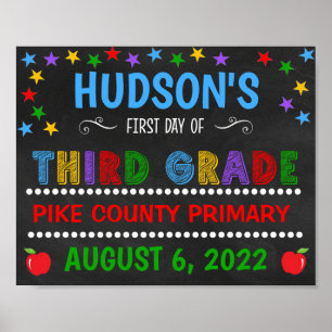 Helder schoolbord eerste dag van groep 5 bord poster