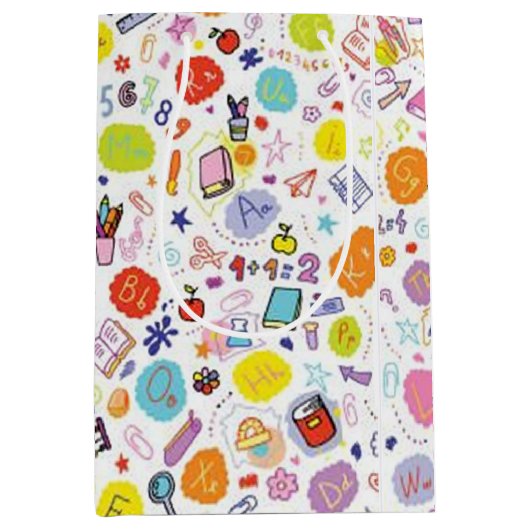 Helder schoolthema medium cadeauzakje (Voorkant)