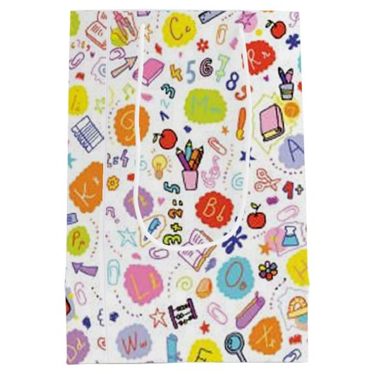 Helder schoolthema medium cadeauzakje (Achterkant)