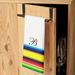 Helder serape strepen monogram keukendoek theedoek