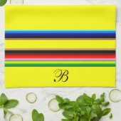 Helder serape strepen monogram keukendoek theedoek (Gevouwen)