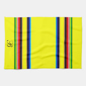Helder serape strepen monogram keukendoek theedoek (Horizontaal)