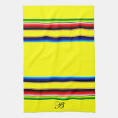 Helder serape strepen monogram keukendoek theedoek (Verticaal)