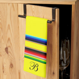 Helder serape strepen monogram keukendoek theedoek