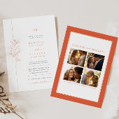 Helder Sinaasappel Bloemen Huwelijksuitnodiging me Kaart