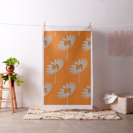 Helder Sinaasappel Custom Monogram Bloemen Stof (Voorbeeld)