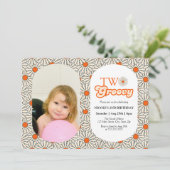 Helder Sinaasappel Daisy Foto Groovy 2e Verjaardag Kaart (Staand voorkant)