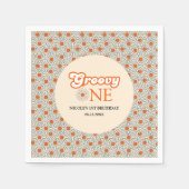 Helder Sinaasappel Daisy Groovy Arch 1e Verjaardag Servet (Voorkant)