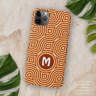 Helder Sinaasappel Donkerbruin Wit Mideeuwse Patro Case-Mate iPhone Case