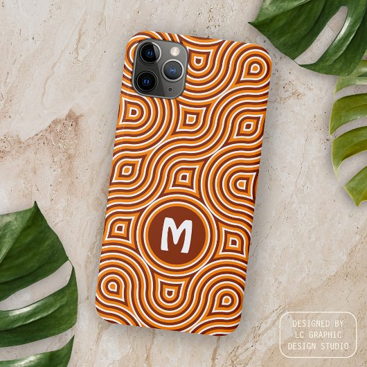 Helder Sinaasappel Donkerbruin Wit Mideeuwse Patro Case-Mate iPhone Case