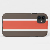 Helder Sinaasappel Donkerbruin Witte Racing Stripe Case-Mate iPhone Case (Achterkant (horizontaal))