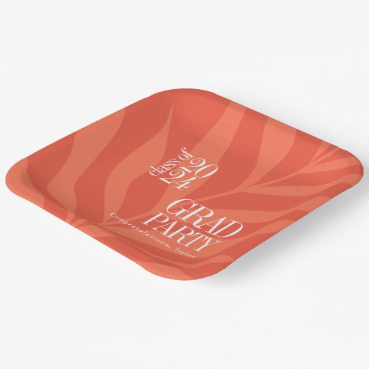 Helder Sinaasappel Eenvoudig Afstudeerder Partij m Papieren Bordje (Gebogen)