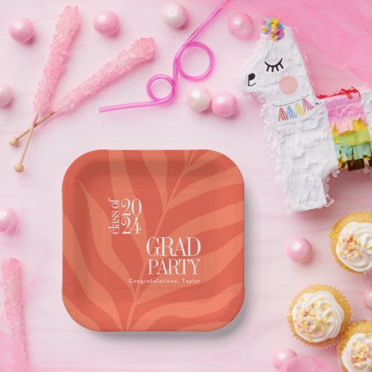 Helder Sinaasappel Eenvoudig Afstudeerder Partij m Papieren Bordje (Feest)