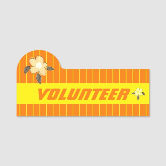 Helder Sinaasappel Eenvoudig lezen Vrijwilliger Naamplaatje (Voorkant)
