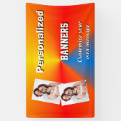 Helder sinaasappel en blauw fotosjabloon spandoek (Verticaal)