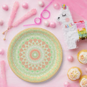 Helder Sinaasappel en groene zomercaleidoscoop Papieren Bordje (Feest)