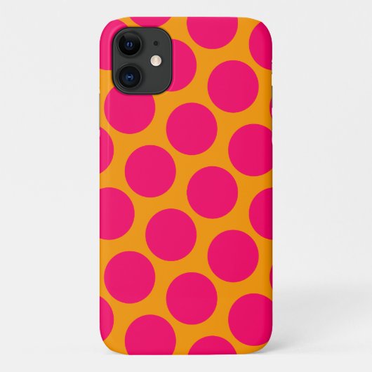 Helder Sinaasappel en Hot Pink Polka Dots Case-Mate iPhone Case (Achterkant)