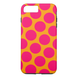 Helder Sinaasappel en Hot Pink Polka Dots Case-Mate iPhone Case