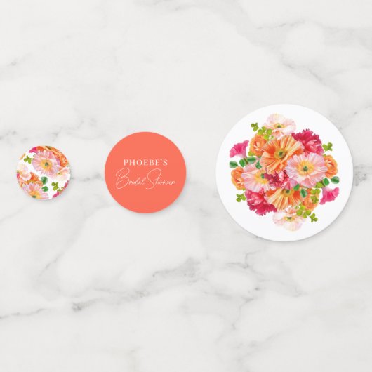 Helder Sinaasappel en Roze Bloemen Vrijgezellenfee Confetti (Achterkanten)