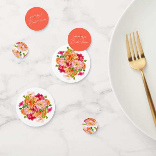 Helder Sinaasappel en Roze Bloemen Vrijgezellenfee Confetti (Groep)