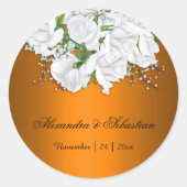 Helder Sinaasappel en wit bruids boeket bruiloft Ronde Sticker (Voorkant)