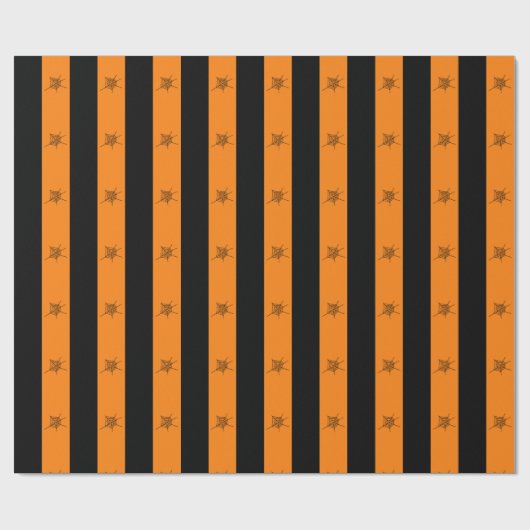 Helder Sinaasappel en zwart Halloween Striped Patt Cadeaupapier (Vlak)