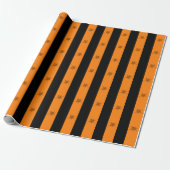 Helder Sinaasappel en zwart Halloween Striped Patt Cadeaupapier (Uitgerold)
