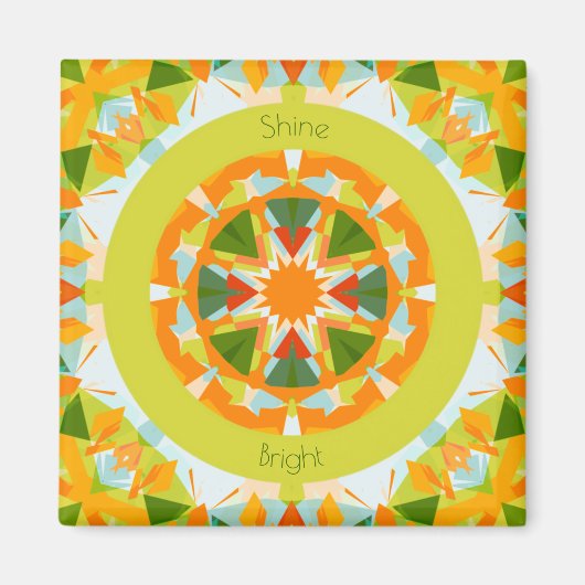 Helder Sinaasappel Fun Green Shine Bright Star Keu Magneet (Voorkant)