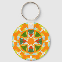 Helder Sinaasappel Fun Green Star Boho Kitsch Ecle Sleutelhanger