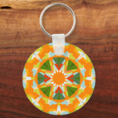 Helder Sinaasappel Fun Green Star Boho Kitsch Ecle Sleutelhanger (Achterkant)