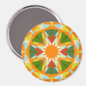 Helder Sinaasappel Fun Green Star Boho Kitsch Keuk Magneet (Voorkant / Achterkant)