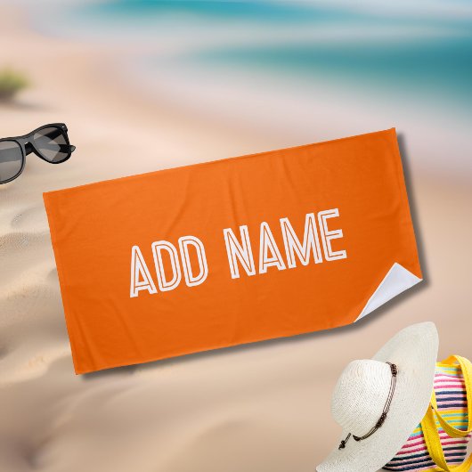 Helder sinaasappel- gepersonaliseerd strandlaken