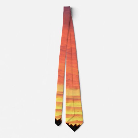 Helder Sinaasappel gloeiende bewolkte zonsondergan Stropdas (Achterkant)