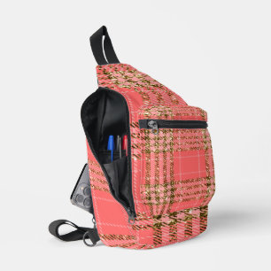 HELDER SINAASAPPEL & GOUDEN GLITTER LOOK PLAID PAT SLING BAG