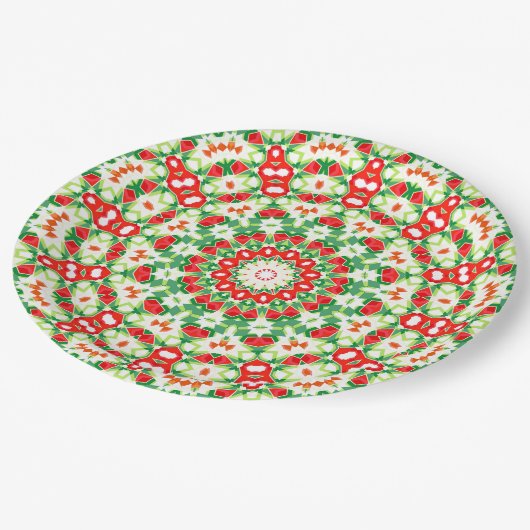 Helder Sinaasappel Groen Modieuze Bandana Shawl Papieren Bordje (Gekanteld)