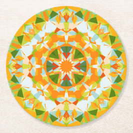 Helder Sinaasappel Groene Ster Baby Girl's Boy's S Ronde Kartonnen Onderzetter