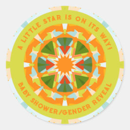 Helder Sinaasappel Groene Ster Baby Girl's Boy's S Ronde Sticker