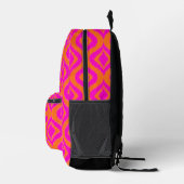 Helder Sinaasappel Hot Pink Ikat Art Pattern Bedrukte Rugzak (Rechts)