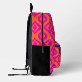  Helder Sinaasappel Hot Pink Ikat Art Pattern Bedrukte Rugzak (Links)