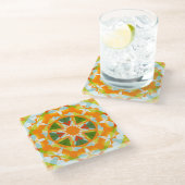 Helder Sinaasappel Levendige Groene Ster Boho Maxi Glazen Onderzetter (Schuin)