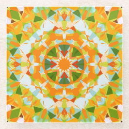 Helder Sinaasappel Levendige Groene Ster Boho Maxi Glazen Onderzetter