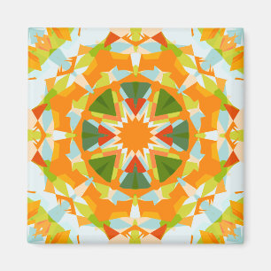 Helder Sinaasappel Levendige Groene Ster Boho Maxi Magneet