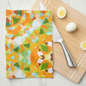 Helder Sinaasappel Levendige Groene Ster Boho Maxi Theedoek (Quarter Fold)