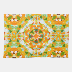Helder Sinaasappel Levendige Groene Ster Boho Maxi Theedoek