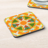 Helder Sinaasappel Levendige Groene Ster Kitsch Ec Bier Onderzetter (Linkerzijde)