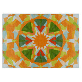 Helder Sinaasappel Levendige Groene Ster Kitsch Ec Snijplank