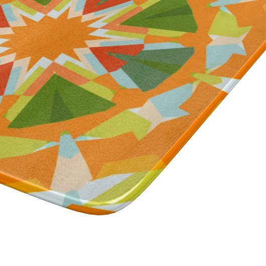 Helder Sinaasappel Levendige Groene Ster Kitsch Ec Snijplank (Hoek)