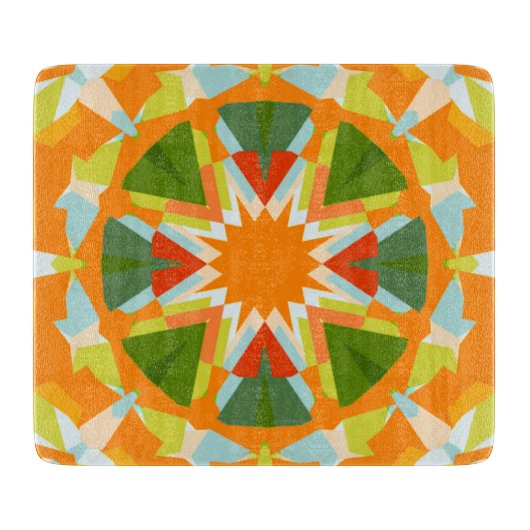 Helder Sinaasappel Levendige Groene Ster Kitsch Ec Snijplank (Voorkant)